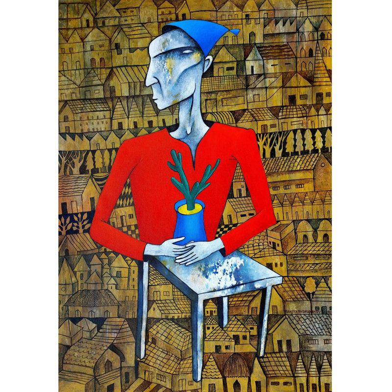 Le pot à cactus | Acrylique sur toile | Par Ranjith Raghupathy