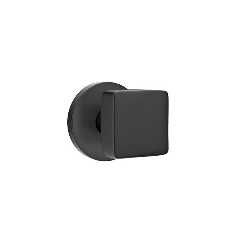 Ensemble de faux boutons Emtek avec rosette à disque et bouton carré, Dos plat