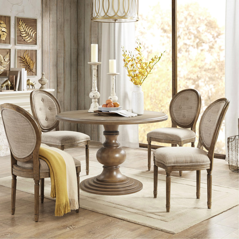 Table ronde 46 po avec finition élégante en bois et placage