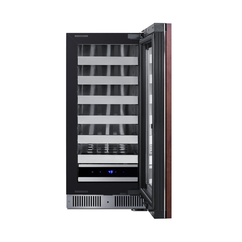 Summit Appliance 15" Wide Panel Ready Built-In Residential Shallow 18" depth Wine Cellar, Right Handed
