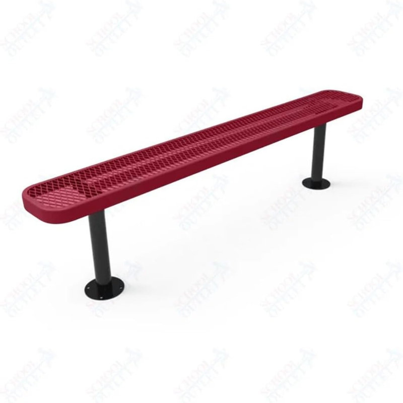 Banc de parc portatif robuste en métal enduit de 4 pieds avec dossier - rouge avec dossier, Rouge