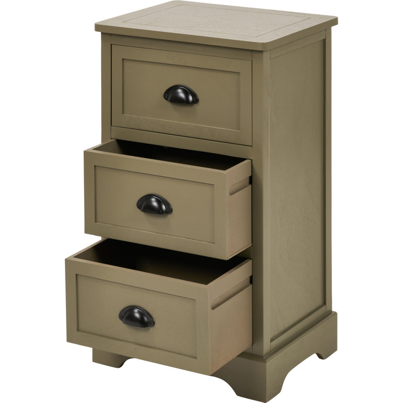 41cm W 3 - Drawer Chest of Drawers, Olive Green/Black