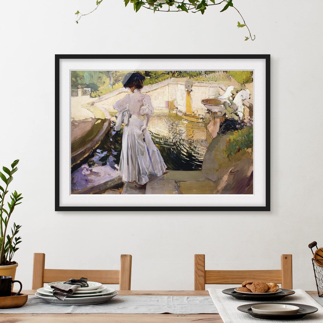 Gerahmtes Poster Maria beobachtet den Fisch von Joaquin Sorolla