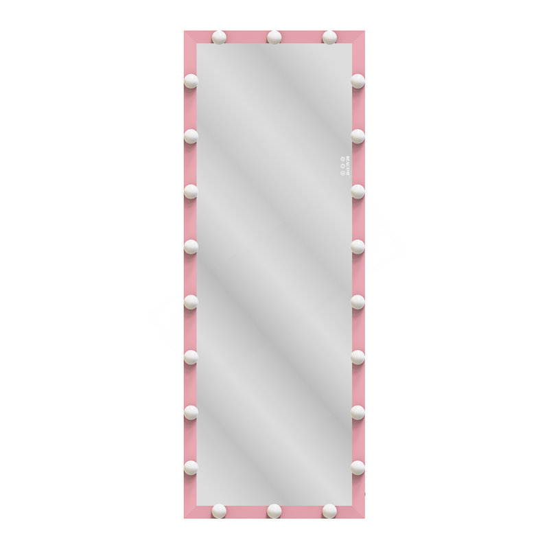 Full Length Mirror with Lights, 3 Color Modes, Touch Control, Ideal for Dressing Room and Bedroom, 62.6" H x 23.3" W, Pink