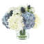 Arrangement d'hortensias avec chardon et viburnum