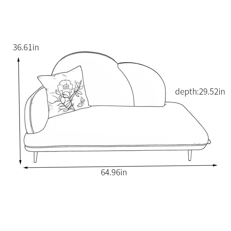 Chaise longue confortable en bois massif, Accoudoir à gauche (vu de face)