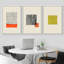 «Geometric Line Minimalist Abstract Lines Yellow Organic Modern Boho», reproduction d'art encadrée sur toile 3 pièces-535987160-535987163