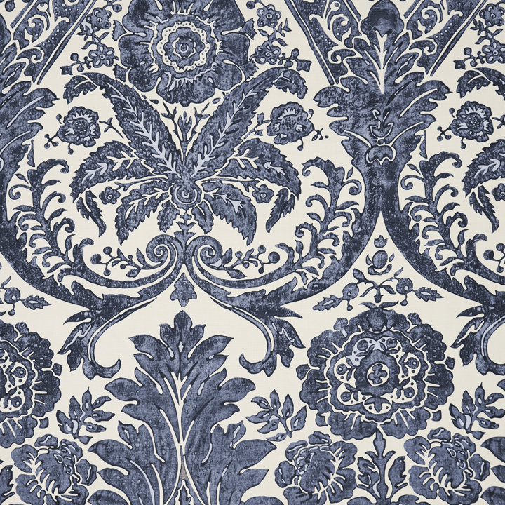 Oriana Damask Wallpaper Roll, Denim