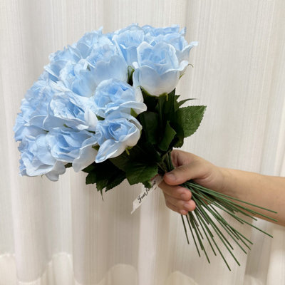 36 pièces de fleurs artificielles roses avec de longues tiges de fleurs en soie pour bouquet de mariage