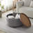Caysey 30.1" W Upholstered Round Storage Ottoman with Wooden Tray-1971154177