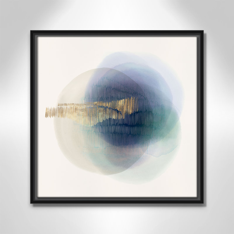 Imprimé translucide bleu II par Casa Fine Arts, Pas de tapis, Cadre flottant noir, H 17,5 po x l 17,5 po x P 2 po