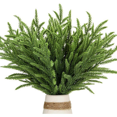 30 pièces de tiges de Noël Norfolk Real Touch, 15 pouces de branches de pin artificielles, faux brins de pin à feuilles persistantes, faux feuillage, choix de couronne pour Noël, fabrication de bricolage, décoration de la maison (30, vert)