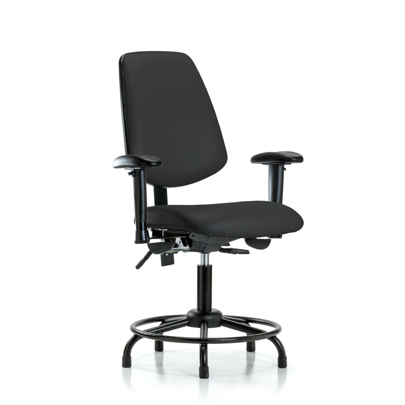Amira Vinyl Drafting Chair, Black, Glides, Included