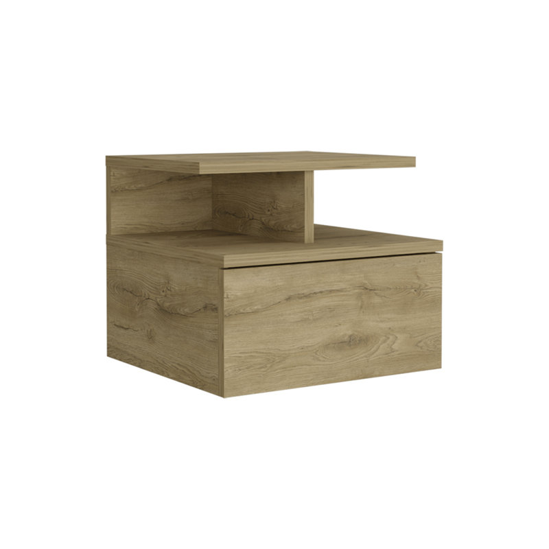 Versatile Floating Nightstand With Drawer And Open Shelves For Optimal Storage, Beige