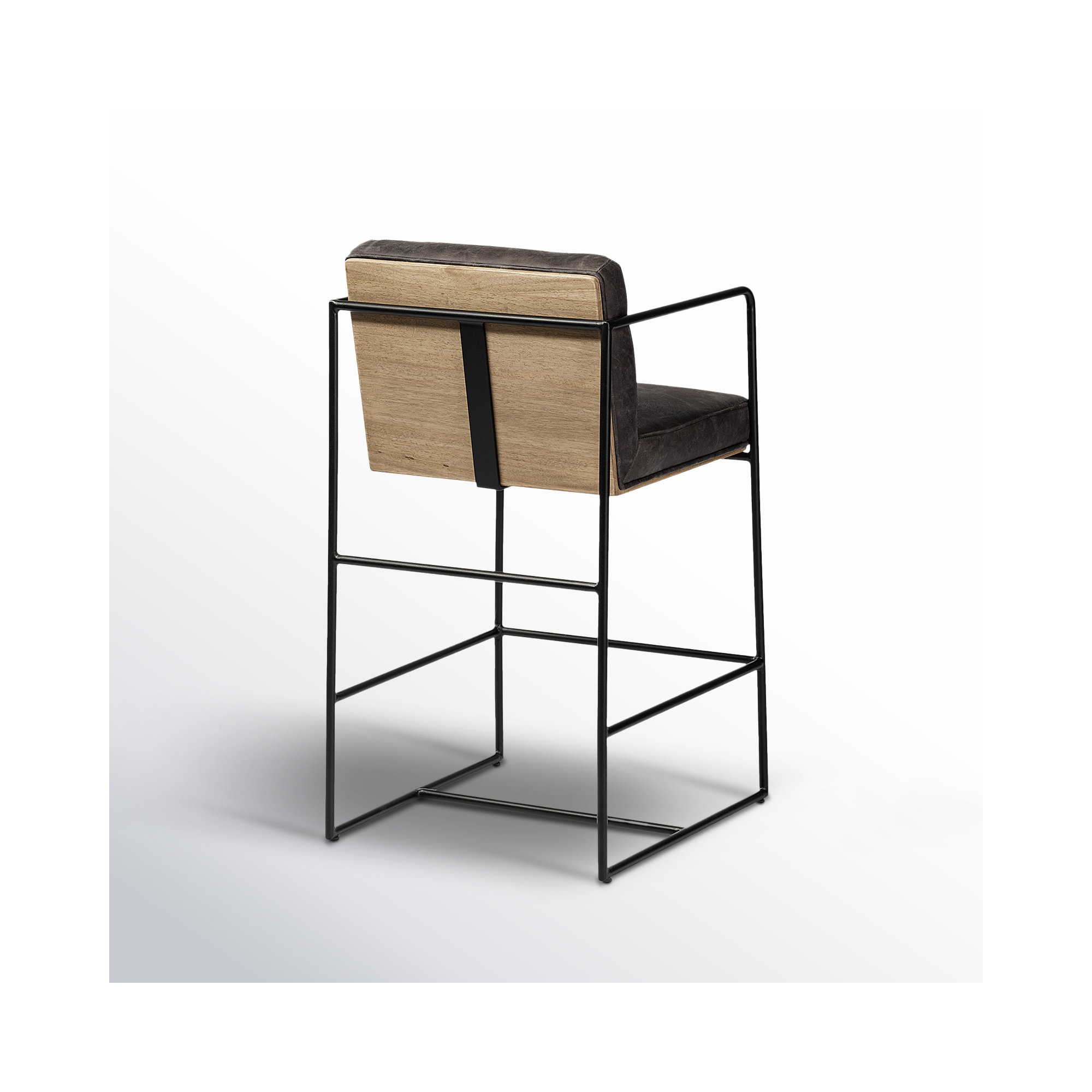 Sidney Genuine Leather Bar & Counter Stool, Dark Gray, Counter Stool (26” Seat Height)