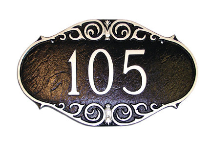 Victorian 1-Line Lawn Address Sign, Chocolate/Silver