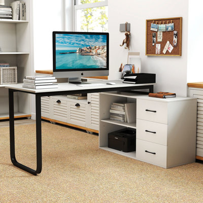 L-Shaped Metal Base Computer Desk