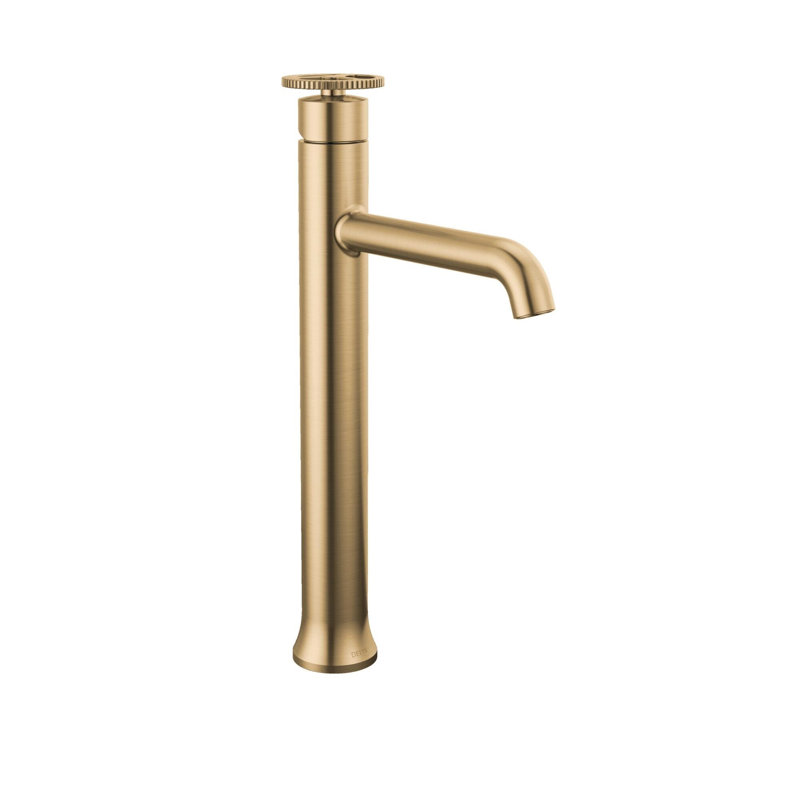 Trinsic Single Hole Vessel Bathroom Faucet with Wheel Handle, Single Handle Bathroom Sink Faucet, Champagne Bronze
