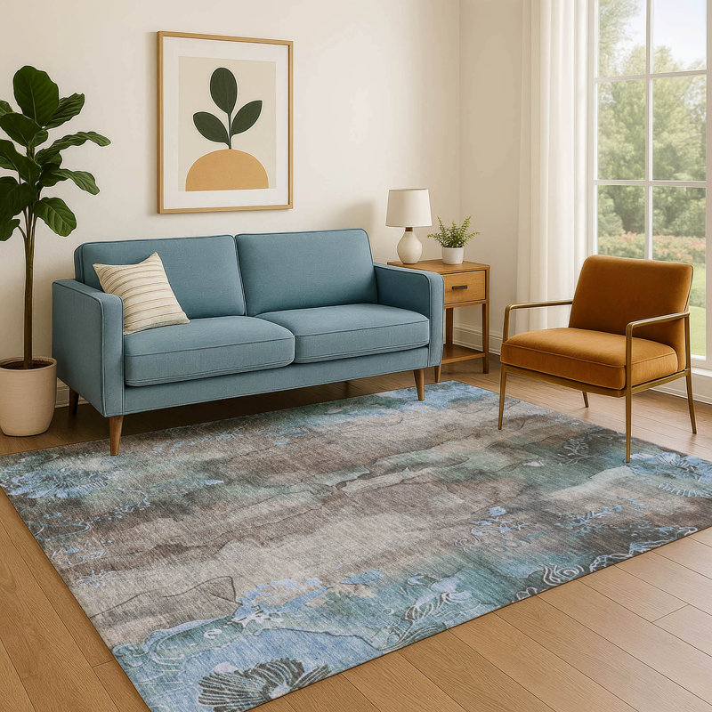 Tapis floral lavable à la machine de qualité supérieure Mayfield AMF1869, Rectangle 10 pi x 14 pi