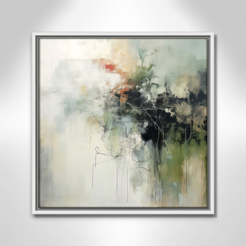 «Green Abstraction I Print» par Irena Orlov, Toile avec cadre, L 17,5 po x H 17,5 po, Flotteur blanc