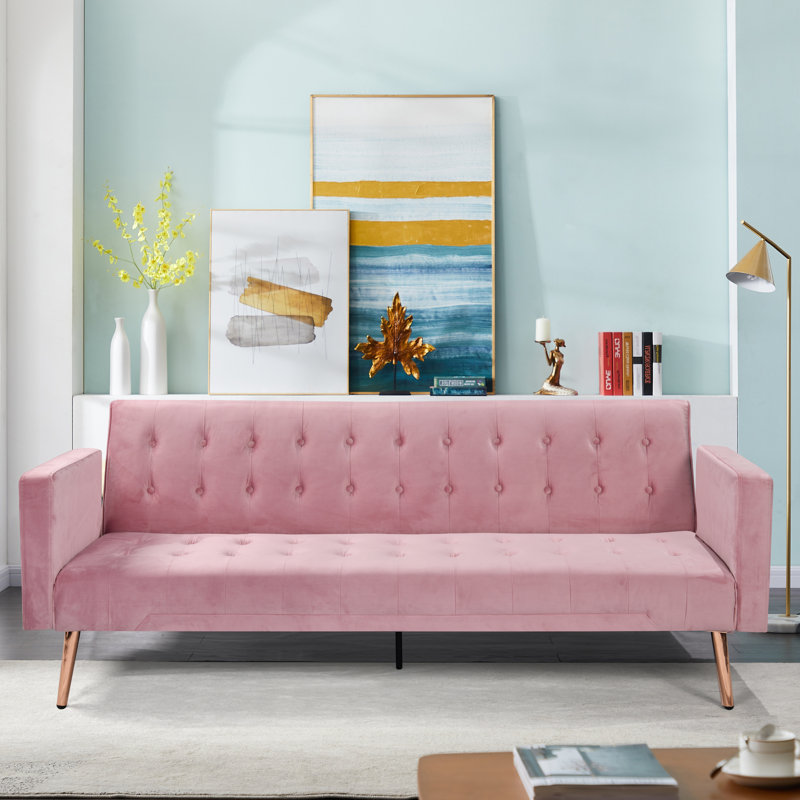 3 Seater Velvet Sofa, Pink
