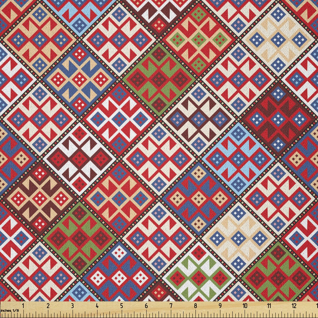 Stoff als Meterware, Nomadic Rug Tribal, Bunt, Mehrfarbig