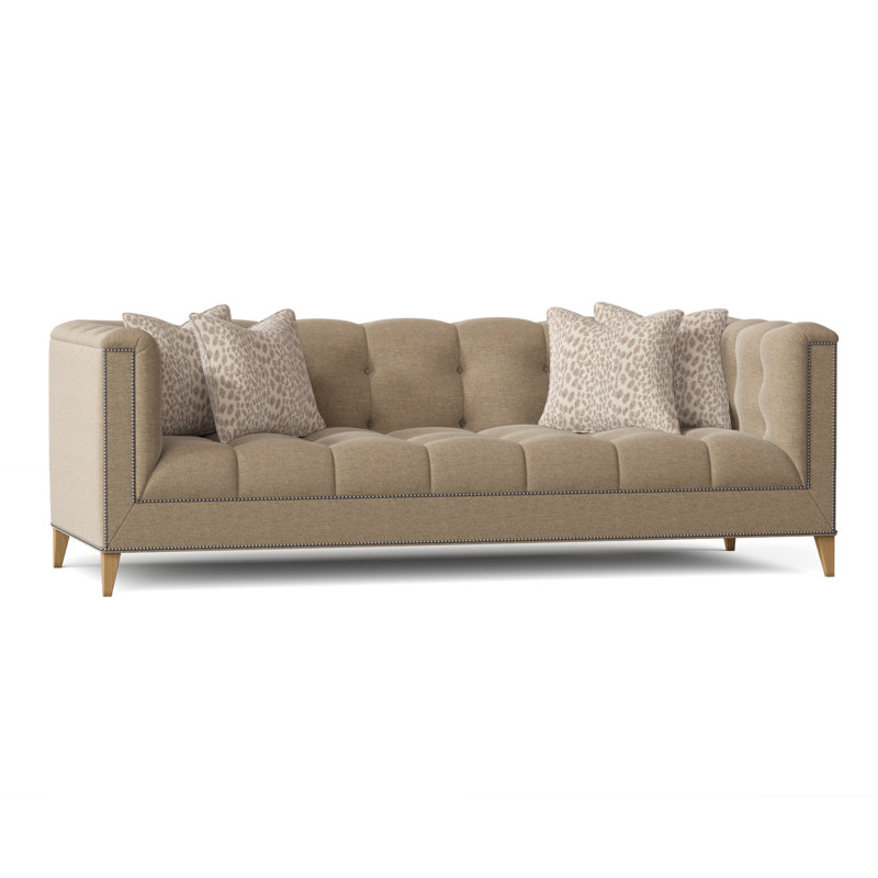 Dashing Upholstered 87'' Sofa, Elise Harbor, American Walnut, Chester Biscuit