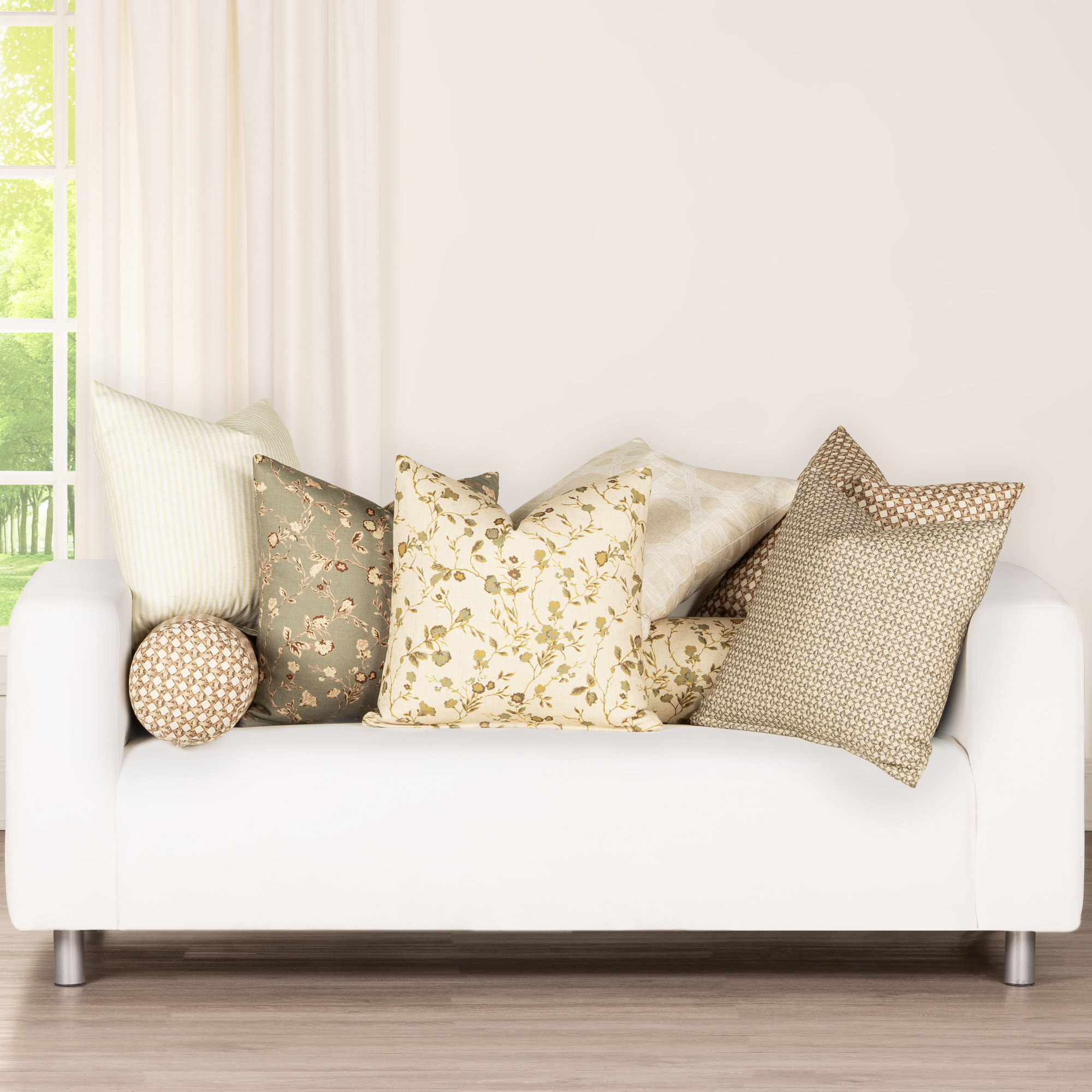 Winding Ivy Moss Throw Pillow, Polyester, Bolster 8"H x 21"W
