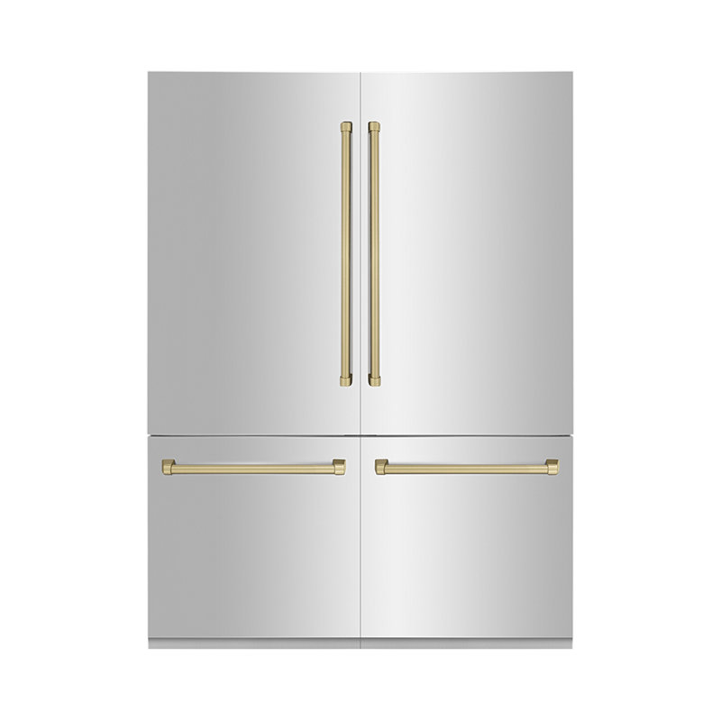 ZLINE 60" Autograph Edition 32.2 cu. ft. Built-in 4-Door French Door Refrigerator, Stainless Steel, Champagne Bronze