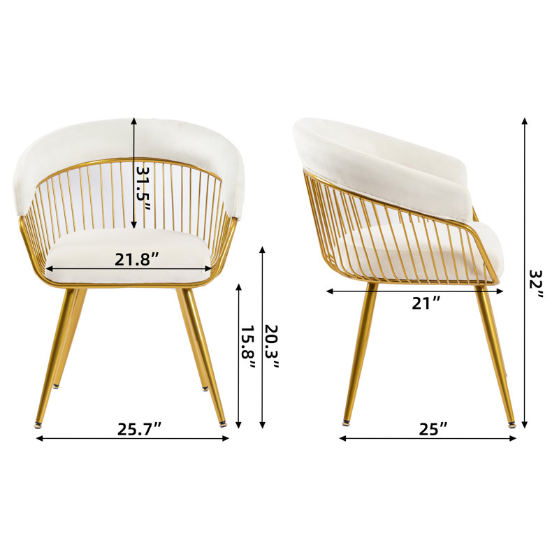 Modern Mid Century Dining Chair, Upholstered Velvet Dining Room Chairs with Metal Legs for Makeup/Living Room, Beige