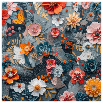Tapisserie murale colorée à motif floral - Décoration murale florale