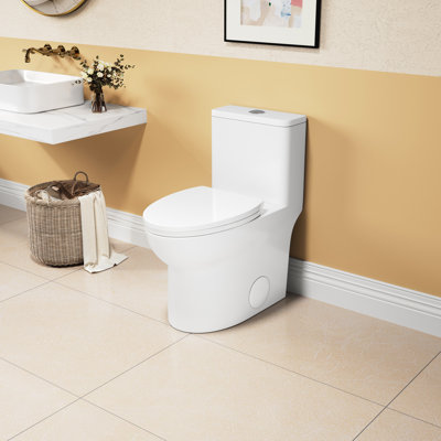 Toilette à fixation sur un plancher, 1,1 / 1,6, allongée, hauteur confortable, céramique, blanc, siège à fermeture en douceur et hauteur