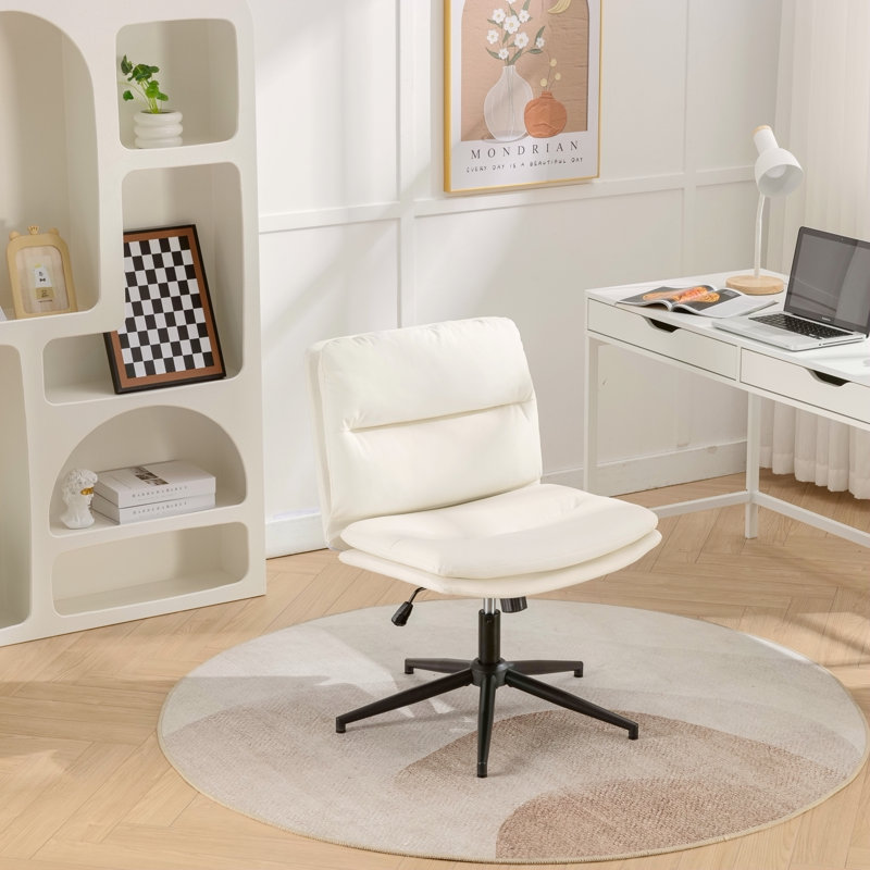 Fauteuil réglable / pivotant, siège large / chaise de bureau / fauteuil de coiffeuse, Blanc