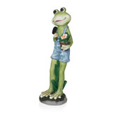 31"H Gardener Frog Statue, Playful Statuary Décor for Garden, Patio & Lawn