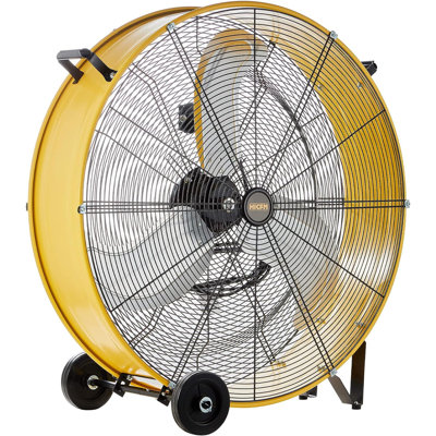 3-Speeds Drum Fan In Yellow With Powerful 1/3HP Motor, Commercial Or Industrial Fan