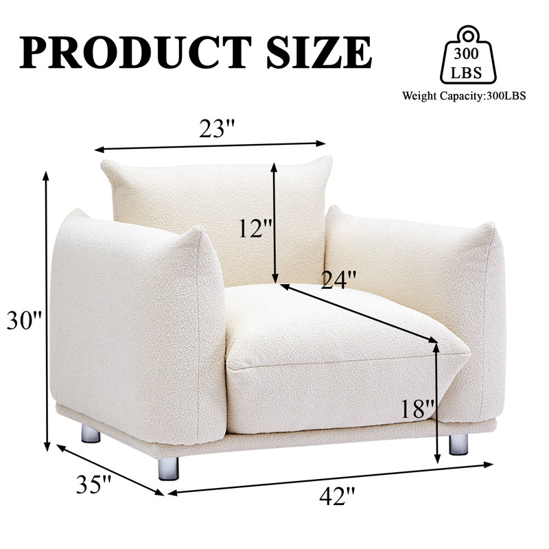 Fauteuil d'appoint rembourré Tranay, Laine d'agneau beige