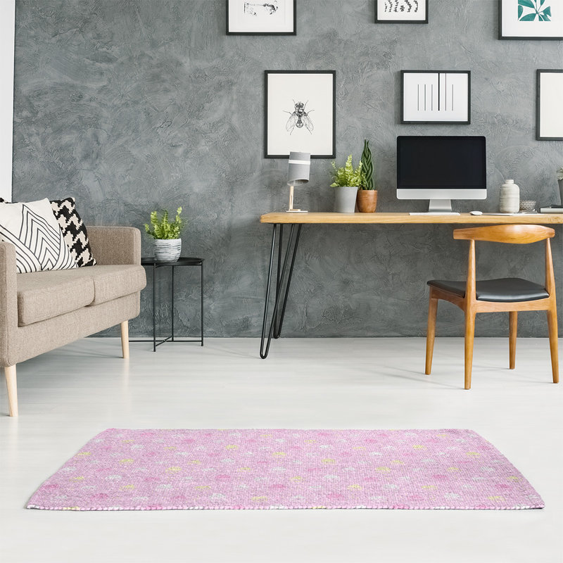 Tapis de zone rose à rayures petits gâteaux, Rectangle 5 pi x 7 pi