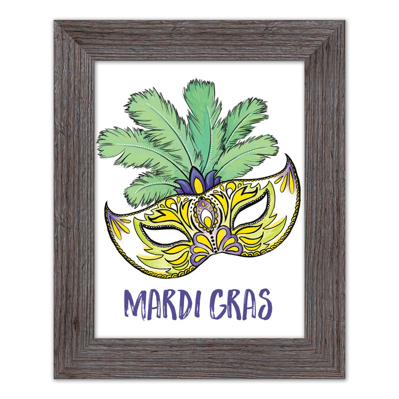 «Mardi Gras Mask», reproduction encadrée à l'aquarelle