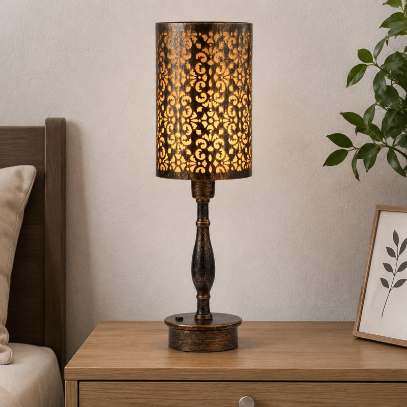 Lampe de table sans fil en bronze vintage avec batterie rechargeable