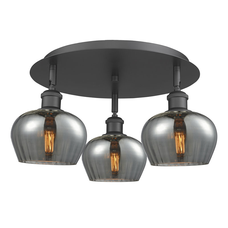 Bergeman Glass Flush Mount, Plated Smoke, Matte Black