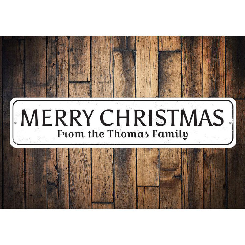 Plaque en aluminium Merry Christmas, H 4 po x l 18 po x P 0,04 po