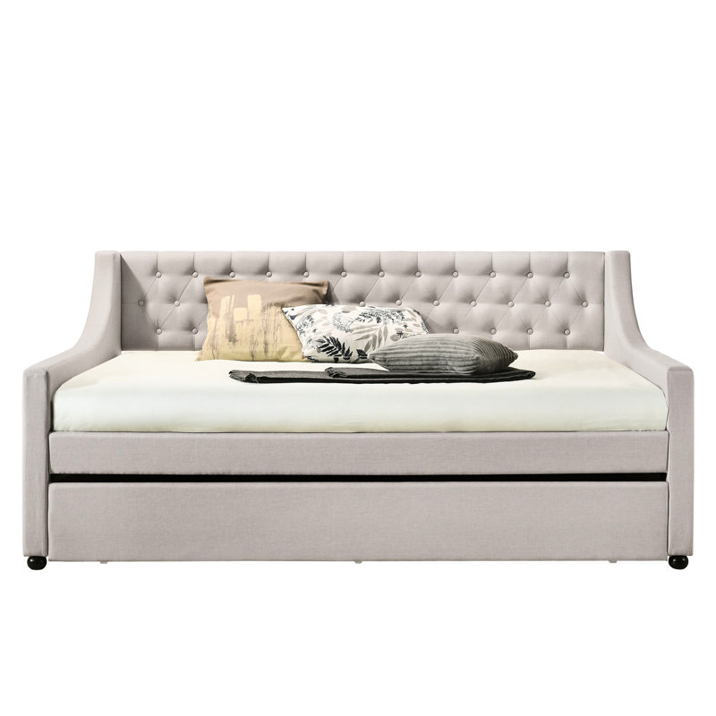 Lianna Fog Fabric Full Daybed And Twin Trundle