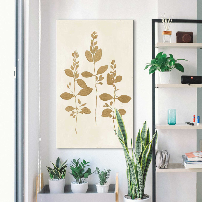Botanical Study IV Gold Crop - Peinture, Toile tendue, H 40 po x l 24 po x P 1,5 po