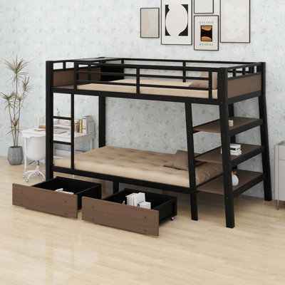 Smart Bunk Bed With Storage Shelves, LED Light Strip And Convenient USB Power Hub