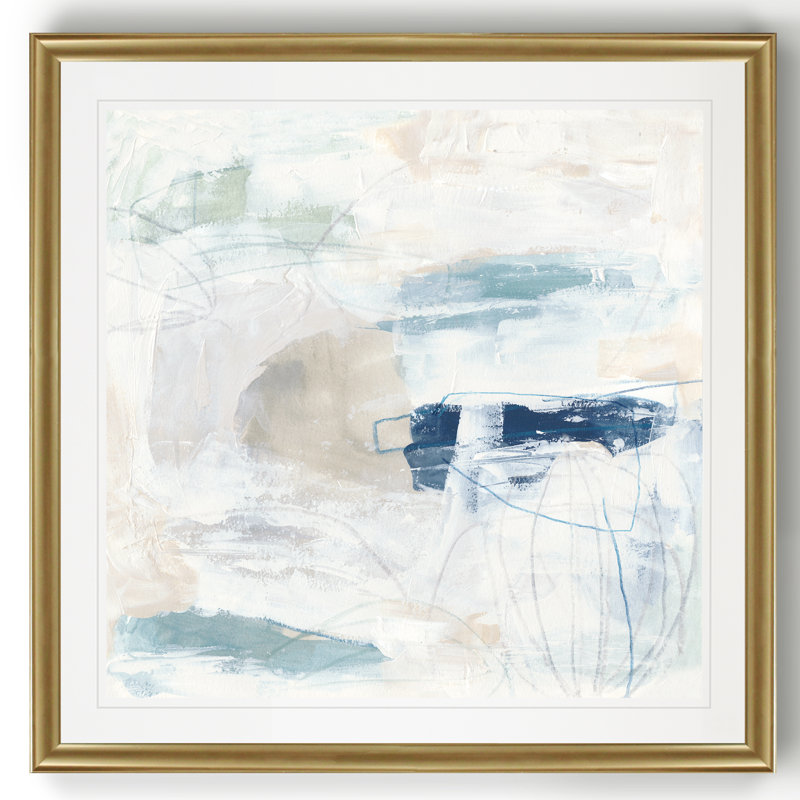 «Pebble Coast II», reproduction d'art sur toile, Cadre doré, H 17,5 po x l 17,5 po x P 1,5 po