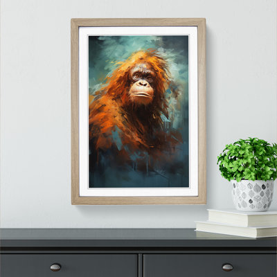Orangutan Gestural No.3 - Single Picture Frame Print on Wood