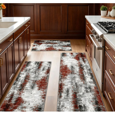 Ensemble de 3 tapis de cuisine antidérapants lavables abstraits et doux pour couloir