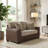 Roundhill Furniture Marvella 2-Piece Living Room Sofa and Loveseat Set, Chocolate Faux Leather Upholstery and Curly Shearling Cushions