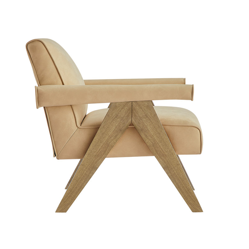 Navassa Vegan Leather Arm Chair, Desert Sand Vegan Leather