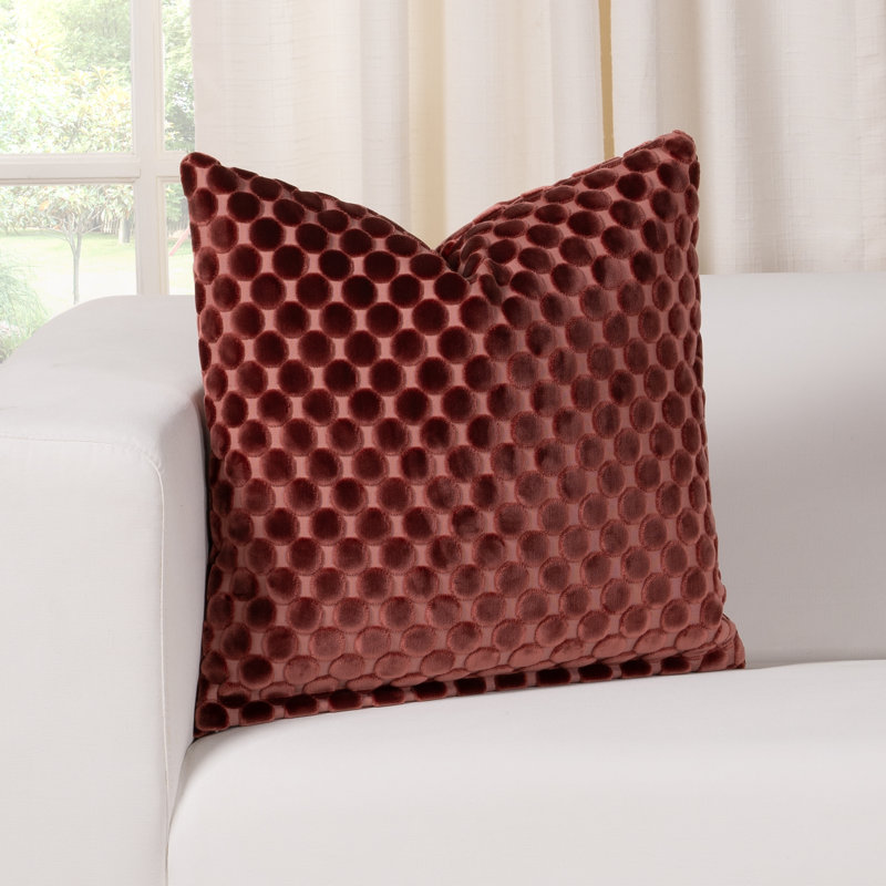 Nirvan Velvet Pillow, Square 20", Polyester, Garnet